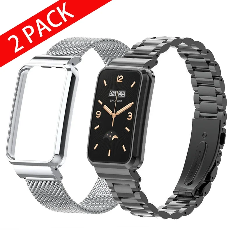 Smart Watch Strap Case Protector For Xiaomi Mi Band 7 Pro Stainless Steel Metal Wrist Cover Bumper