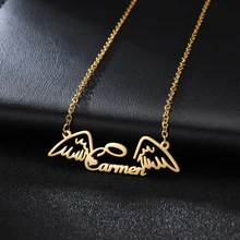 

Customized Stainless Steel Angel Necklace Personalized Name Necklace for Women Wings Halo Pendant Girls Jewelry Drop Shipping