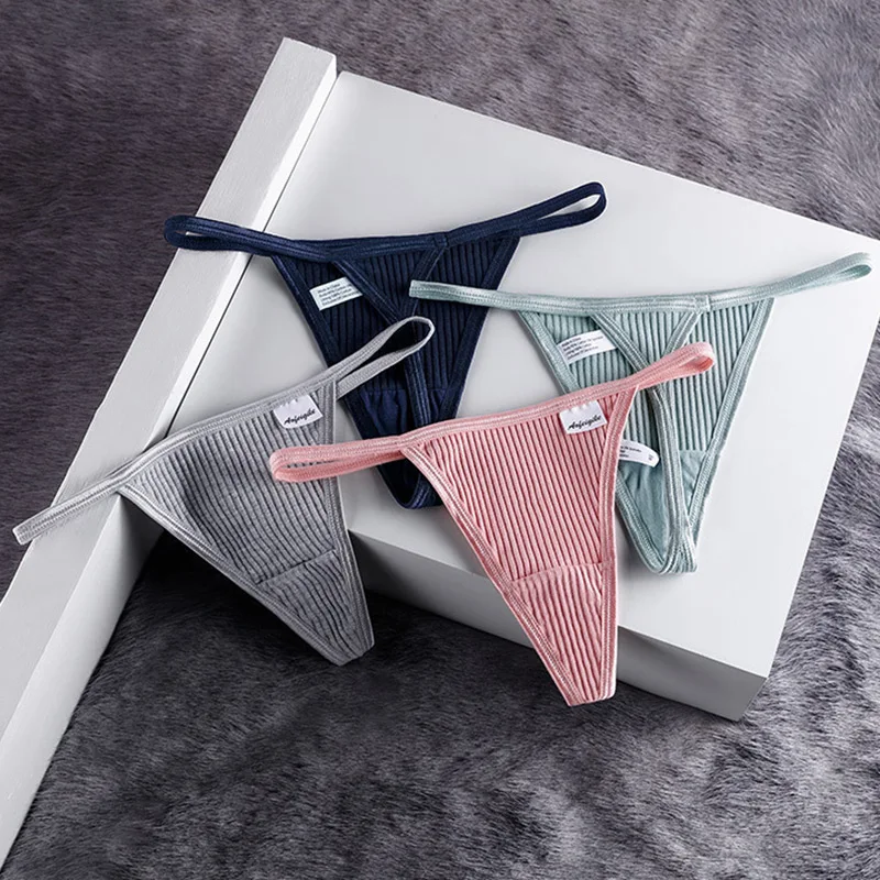 

Women Low Waist Cotton Thong Comfortable Bikini Underwear Breathable Girl Briefs Panties G-string Intimates Lingerie
