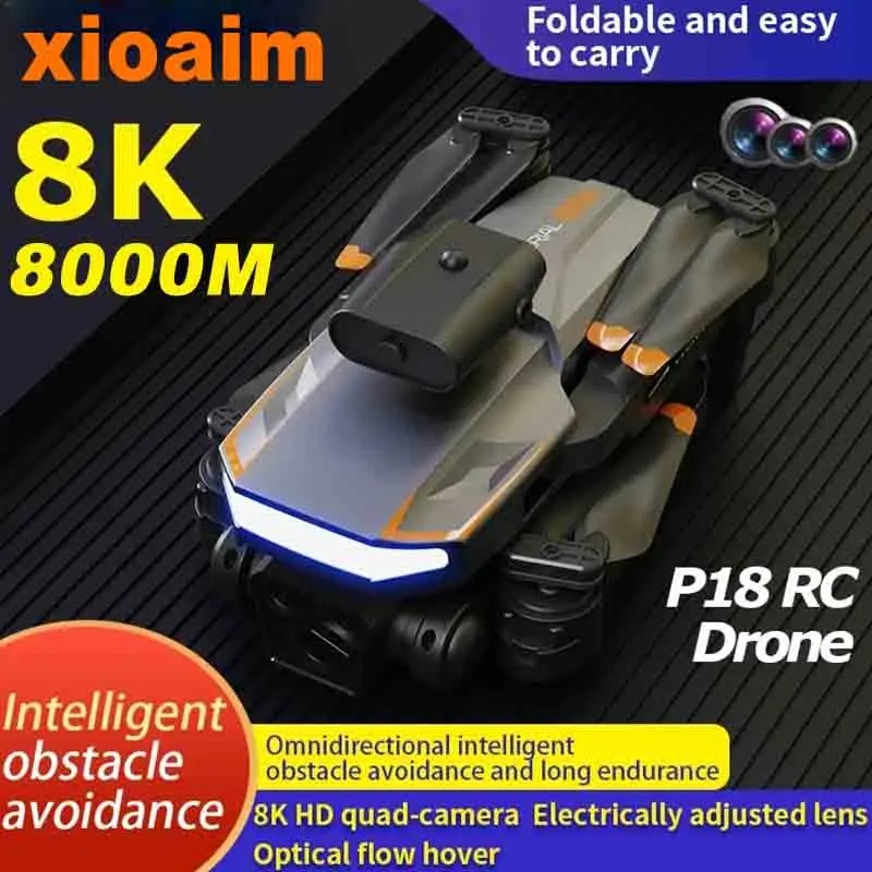 

For Xiaomi P18 Drone 8K Professinal RC Plane With Wide Angle Optical Flow Localization Four-way Quadcopter for Adults Children