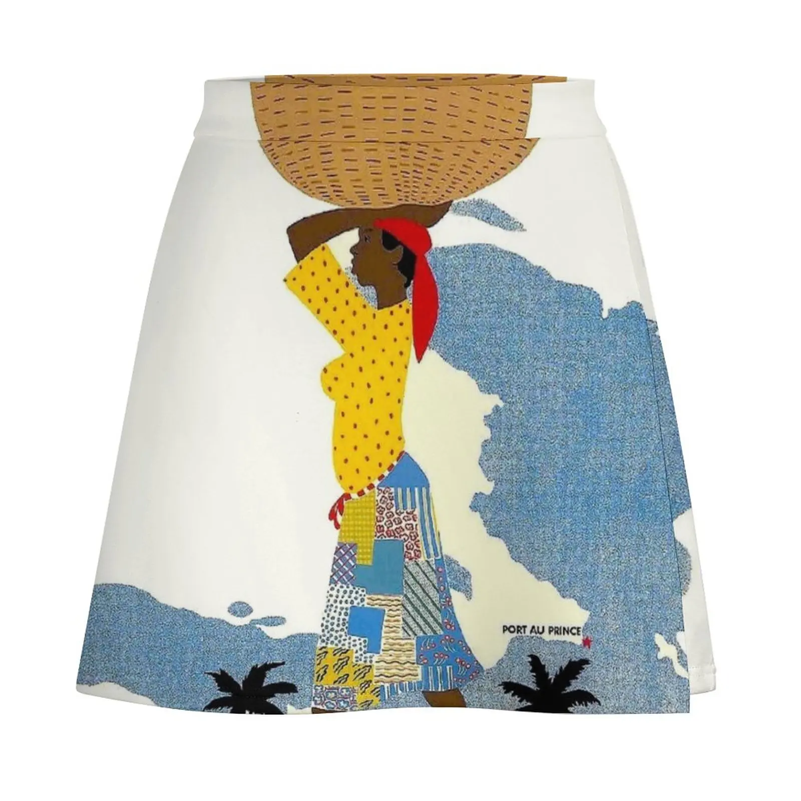 HAITI; Vintage Travel Advertising Print Mini Skirt women's clothing korea stylish School skirt Korean clothing korean style
