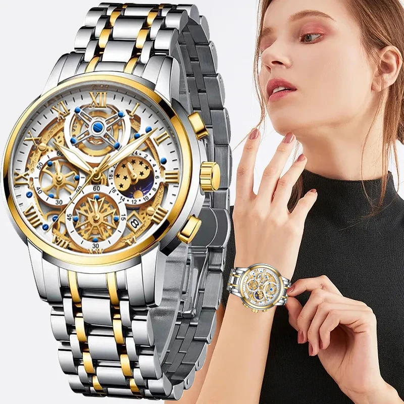 Lige 2023 New Gold Women Orologi Creative Steel Women'S Bracciale Orologi Da Polso Ladies Fashion Waterproof Femogio Feminino