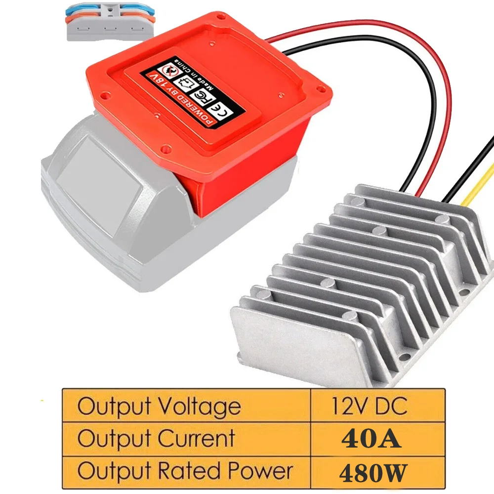 

DC 18V To DC 12V Step Down Voltage Regulator 40A 480W DIY Adapter For Milwaukee 18V Li-ion Battery Power Wheel Inverter Buck