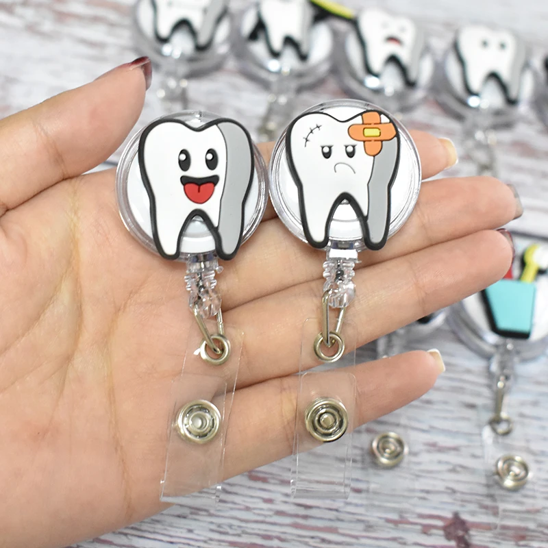 1PCS New Design Retractable Felt Dentist Nurse Doctor ID Card Badge Holder Reel Keychains Lanyard Alligator Clip,badge holder,retractable badge reel,retractable id lanyard,retractable id tag,badge holder keychain