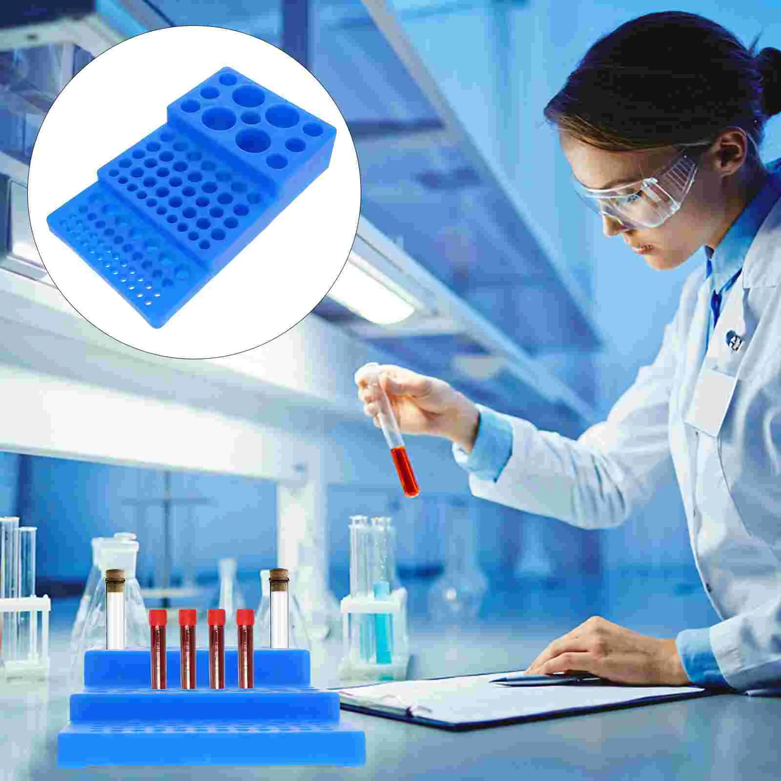 

1pc Trapezoid Shaped Test-tube Holder Multifunctional Multi-holes Test Tube Stand