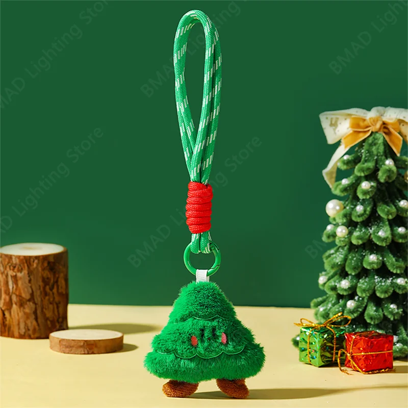 Mini Plush Christmas Keychain Cute Gingerbread Man Snowman Santa Claus Pendant Bag Hanging Ornament Gift