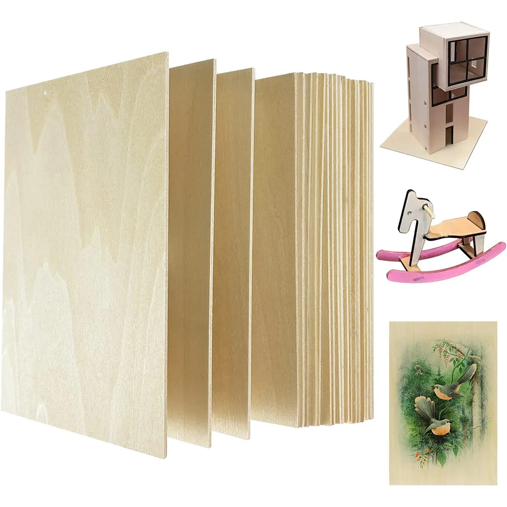 15/50/100pcs 15/30cm Thin Basswood Board Blank Unfinished Wood Craft Model Making Wooden Rectangular Chips DIY Handmade