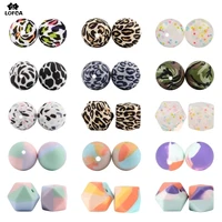 LOFCA 10pcs Leopard Hexagon  Silicone Loose Beads Teething Beads DIY Chewable Teething Beads BPA Free Baby Teethers 1