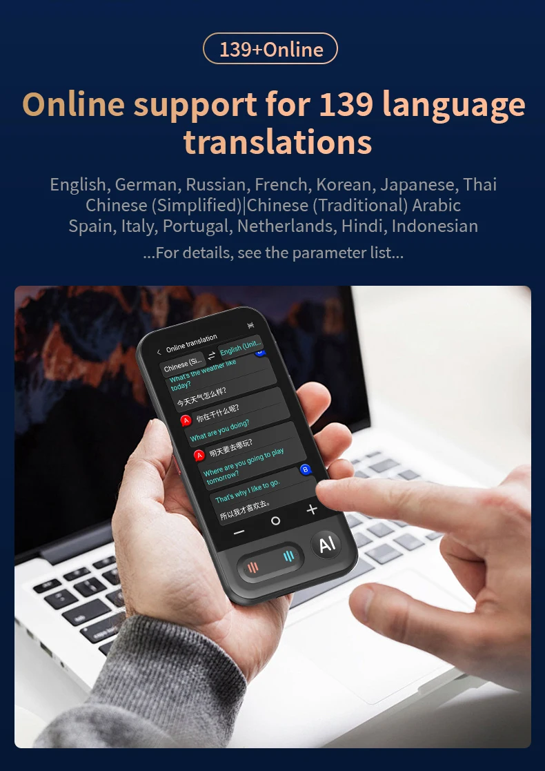 Smart Instant Voice Offline Translator Machine Z16 Support 139 Languages Real Time Multi-Languages Tool Portable Translation