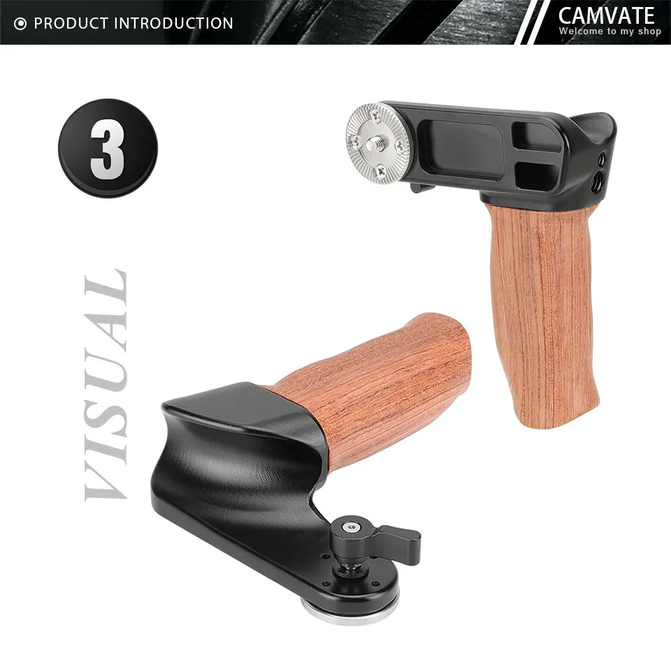 Camera Wooden Handle Grips With ARRI Rosette M6 Thread Screw Connection For Came