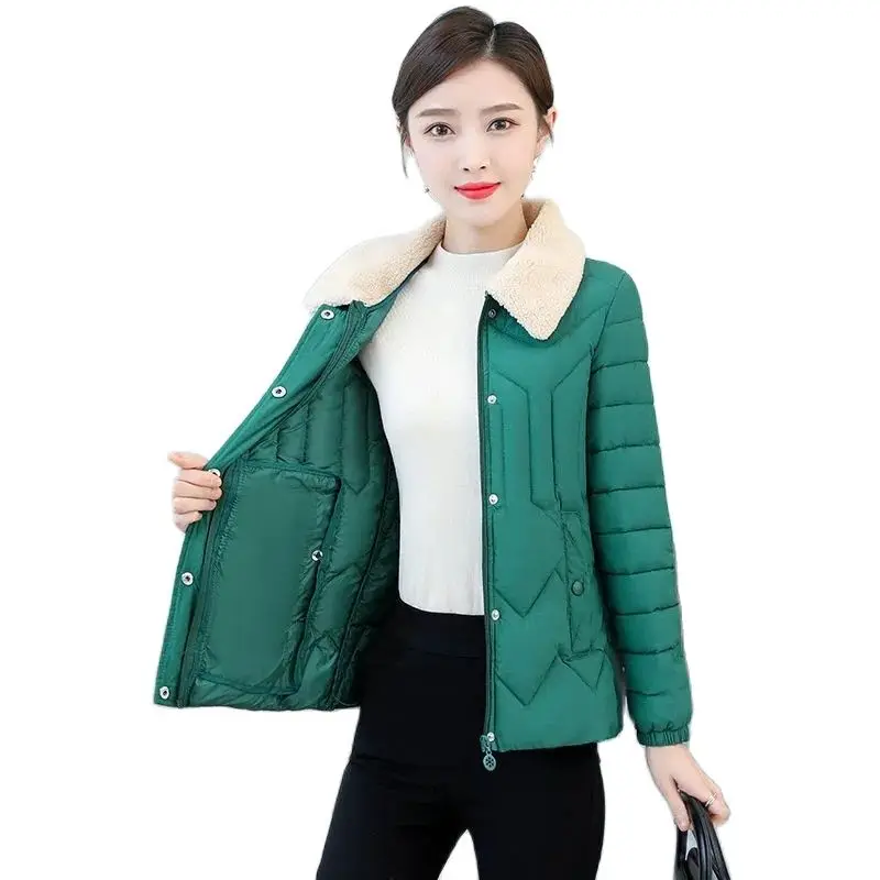 

Down Cotton-padded Jacket Women's Winter 2023 New Lapel Cotton-padded Jacket Ladies Fashion Slim Cotton-padded Jacket Warm Coat.