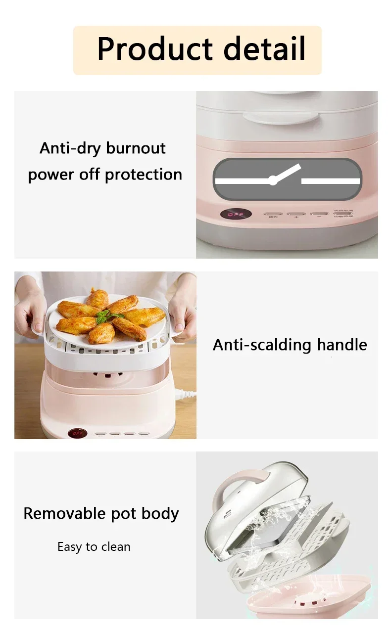 Description Picture 6 of item3L Intestinal Powder Machine Electric Steamer Drawer Type Multifunction Steamer Steamed Vermicelli Roll Rice Noodle Roll Steamer