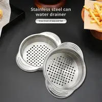 1/2Pcs Can Strainers Tuna Press Can Strainers With Handle Dishwasher Safe Metal Tuna Press Lid Canning Colander Can Filters 1