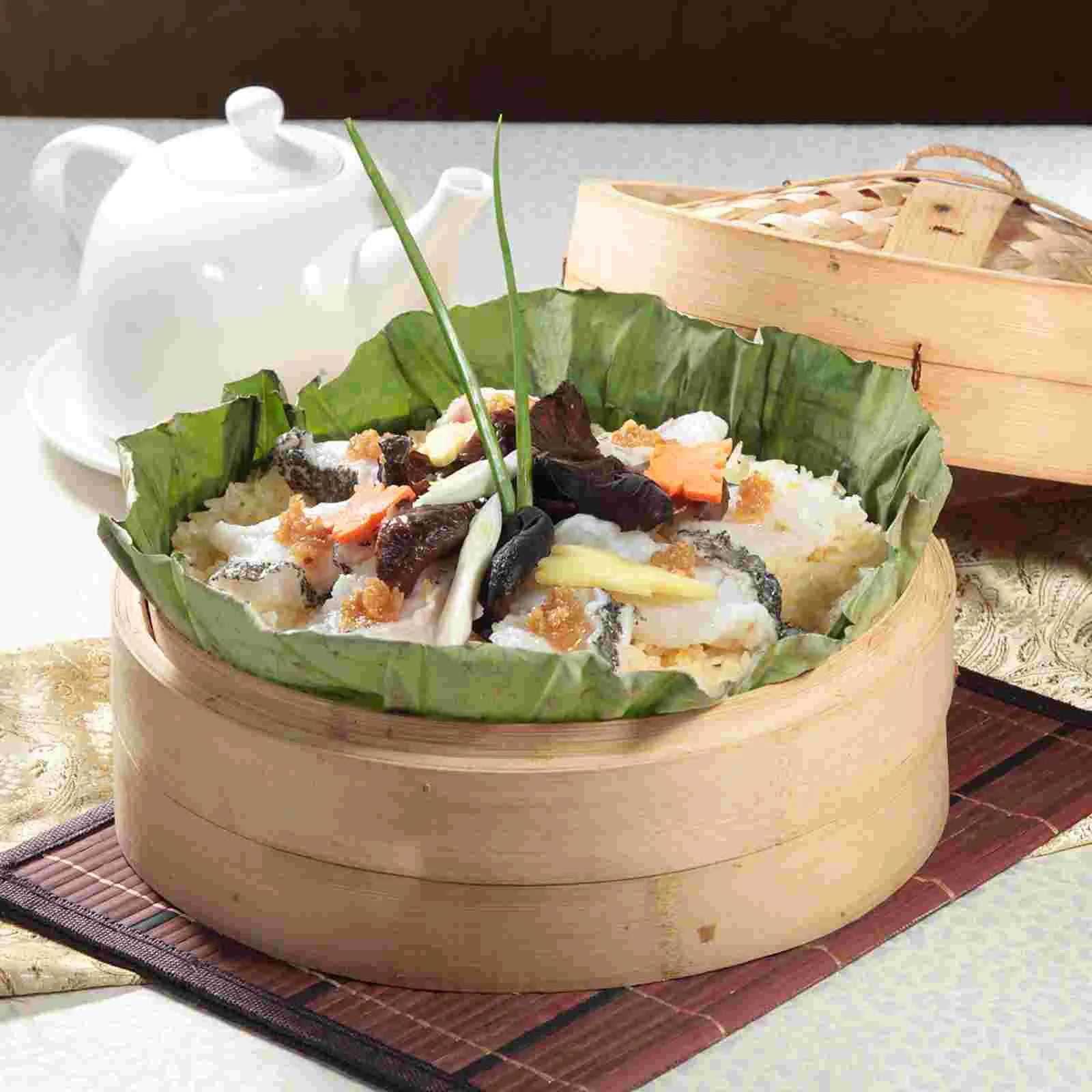 

Household Steamer with Lid Stainless Steel Multi-functional Dim Sum Bamboo Food