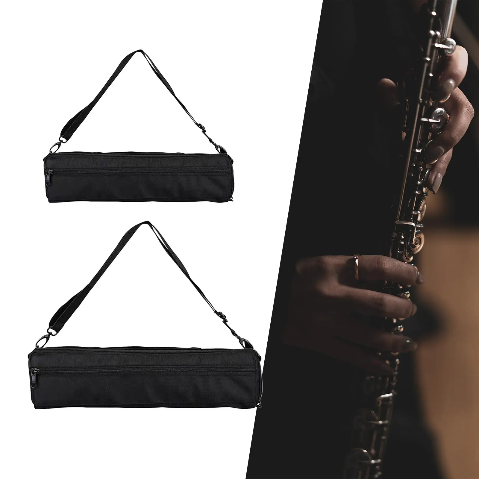 Flute Case Carrying Bag Flute Gig Bag Exterior Pocket Plush Inside with Adjustable Shoulder Strap for Travel Gifts Practice