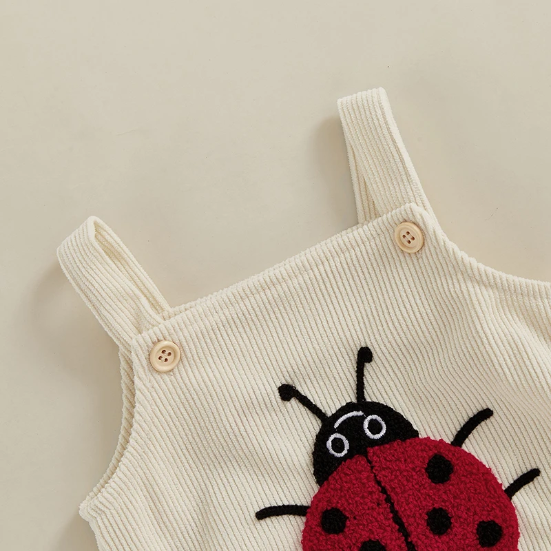 SUNSIOM 0-18 Months Baby Romper Sleeveless Embroidery Ladybug Bee Fruit Mushroom Bodysuit Overalls for Girls Boys 5
