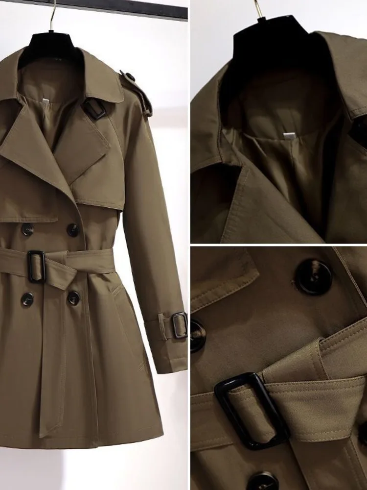 Kvinnor Vintage Elegant Kläder Kappa All match Elegant Mode Dubbelknäppt Lös Street Kort jacka Vår Höst_voghion.com