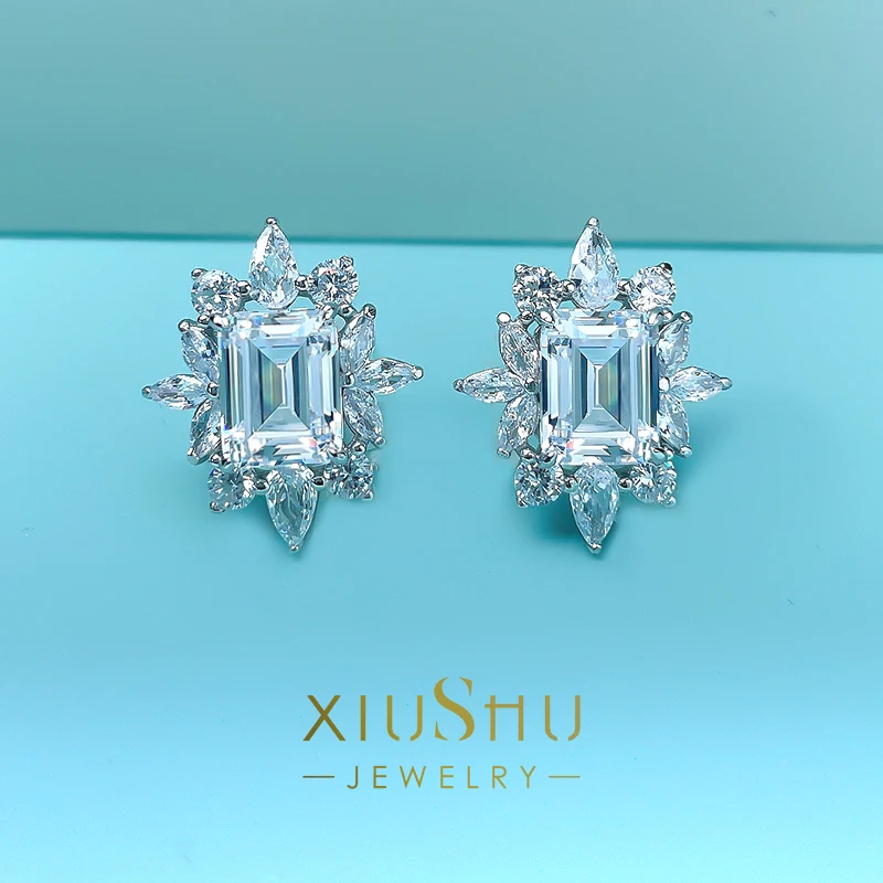 

Серьги из серебра 925 пробы в нишевой форме, с цветочным рисунком