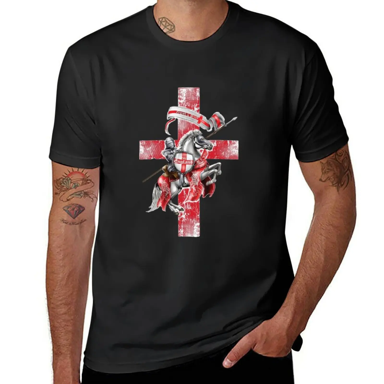 New George Cross Dragon England Footbal T-Shirt Magliette Grafiche Magliette Bianche Semplici A Maniche Corte Da Uomo