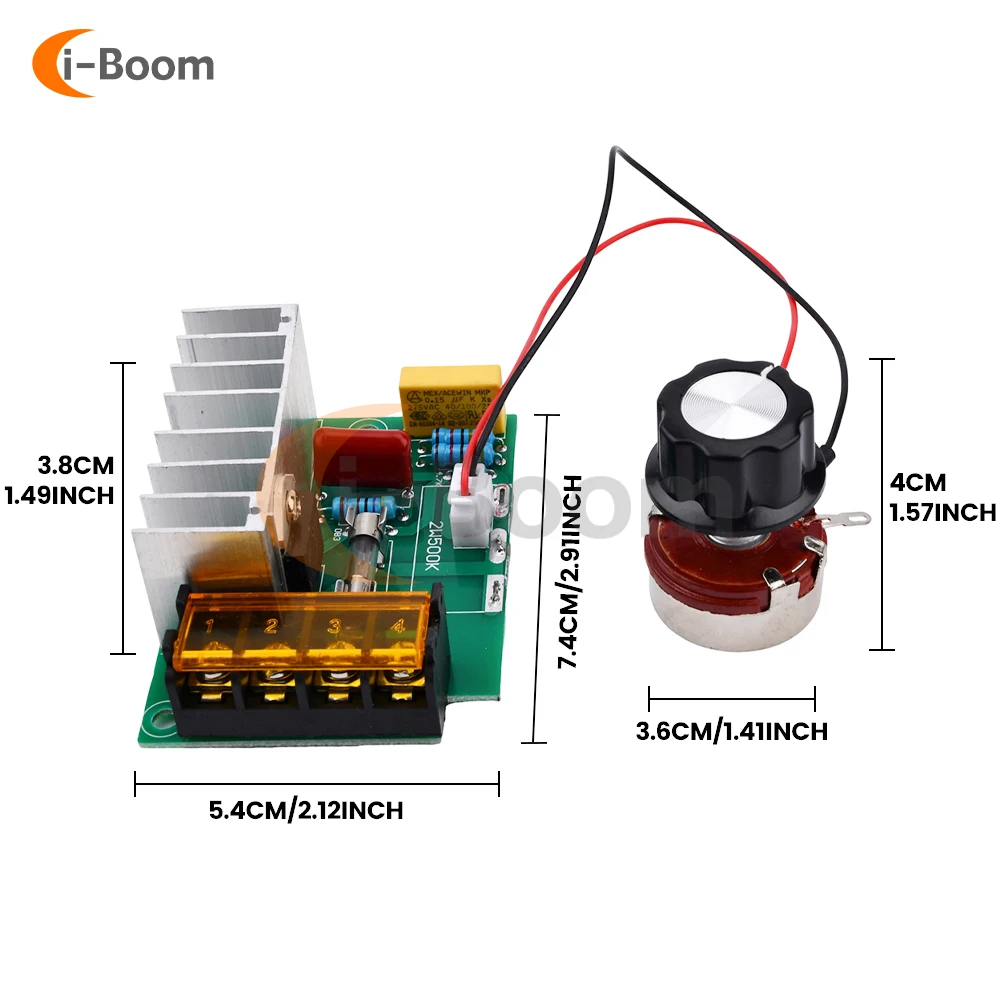 AC 220V 4000W SCR Motor Speed Controller Voltage Regulator LED Dimmer Speed Regulator Temperature Control Module with Fuse motor speed controller electric motor speed controller