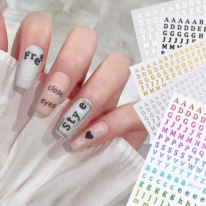 

26 English Alphabet Number 3D Self-adhesive Nail Art Decals Sticker Word Small Letter DIY Name Nail Decal Stickers
