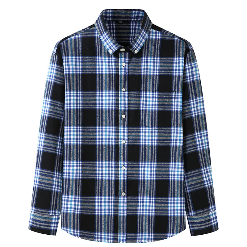 New Arrival Fashion Suepr Large Spring And Autumn Winter Plaid Frosted Men Casual Long Sleeve Shirt Men Plus Size 2XL-9XL 10XL mens short sleeve button up shirts Shirts