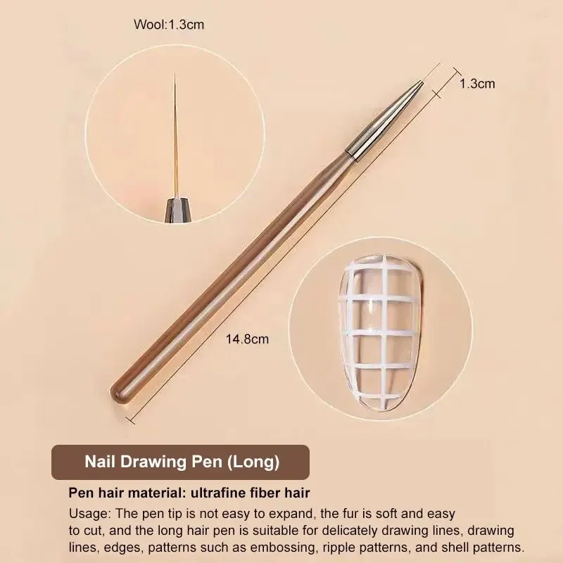 9PCS UV Gel Nail Brush Liner DIY Painting Pen Manicure Acrylic Drawing Brush for Nail Art Design Nails Tip Display Painting Tool 2