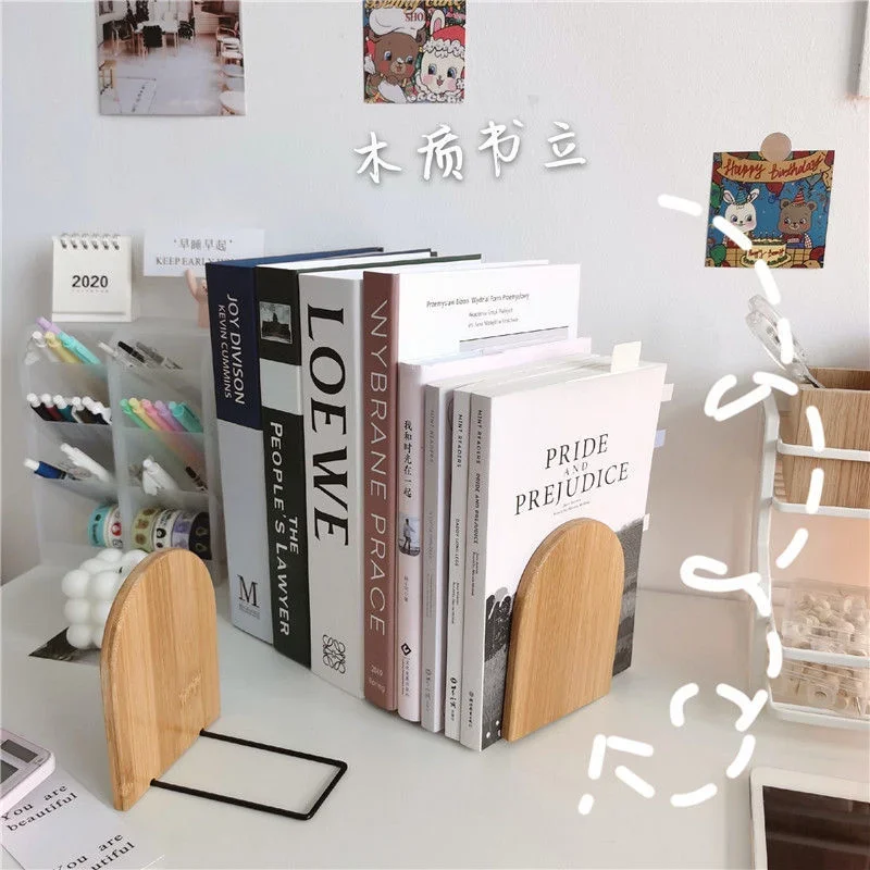 자연 나무 책상 정리함 책상, 사무실 홈 북엔드, 미끄럼 방지 책 끝 스탠드, 거치대 선반