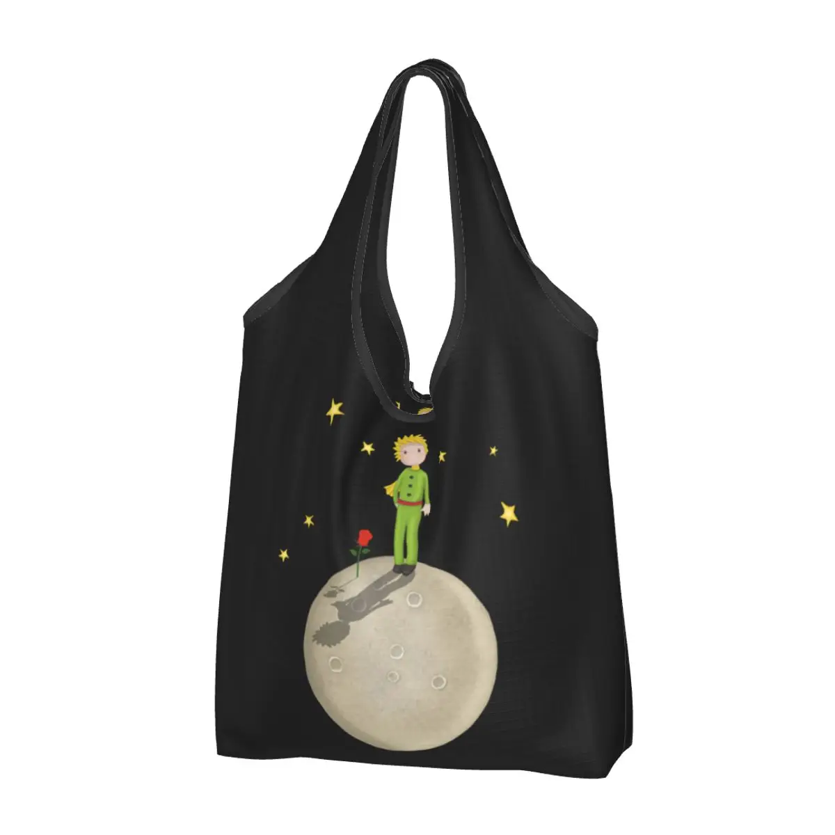 

The Little Prince Reusable Shopping Grocery Bags Foldable 50LB Weight Capacity Eating An Elephant Cartoon Novel Eco Bag
