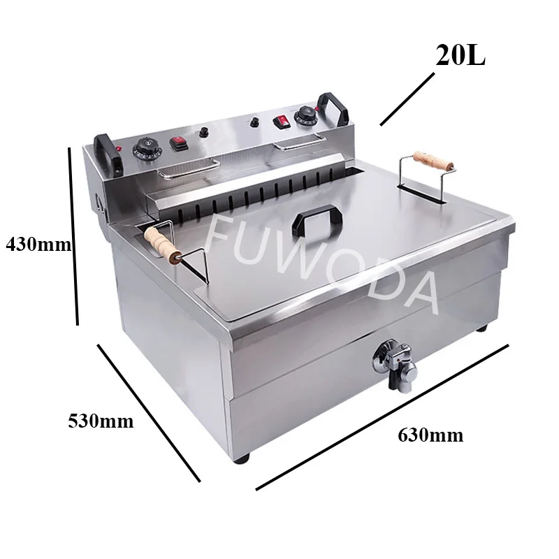 Description Picture 3 of itemElectric 220V Deep Fryer Machine For Chips Chicken Large Capacity 20L 30L Frying Machine with Oil Drain Faucet