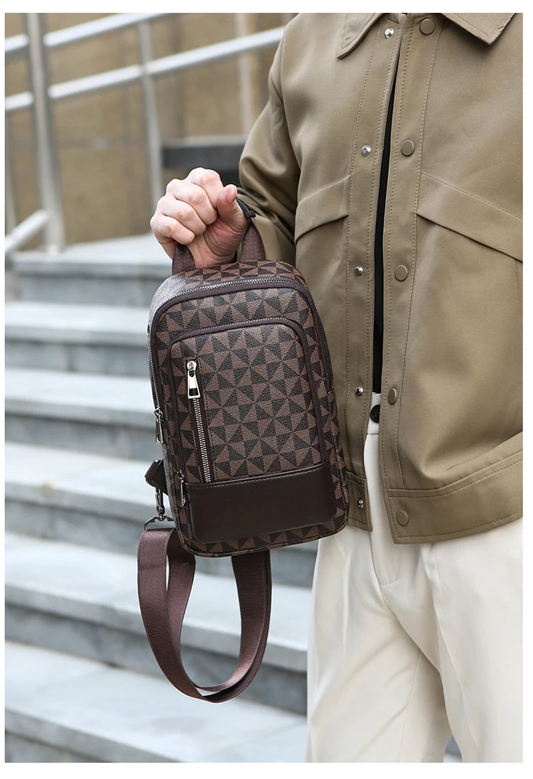 New Style Waist Packs Men Chest Bag High Quality PU Leather Crossbody Bags For Men Fashion Trend Men Bag Chest Pack Shoulder Bag