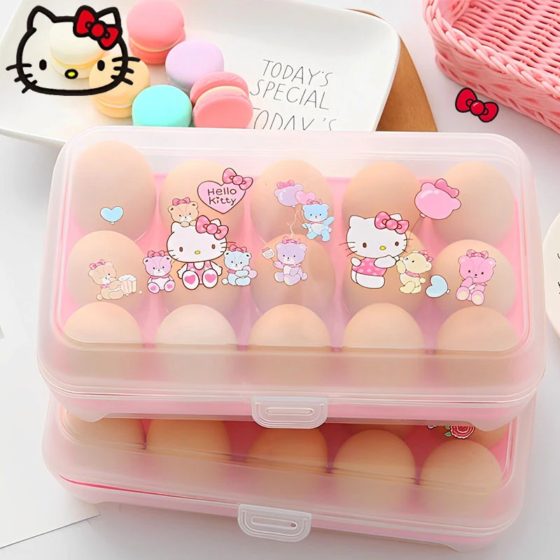 

Sanrio Kawaii Egg Box Hello Kitty Cute Anime Cartoon Portable Plastic Desktop Storage Box Home Kitchen Anti-fall Box Girl Gift