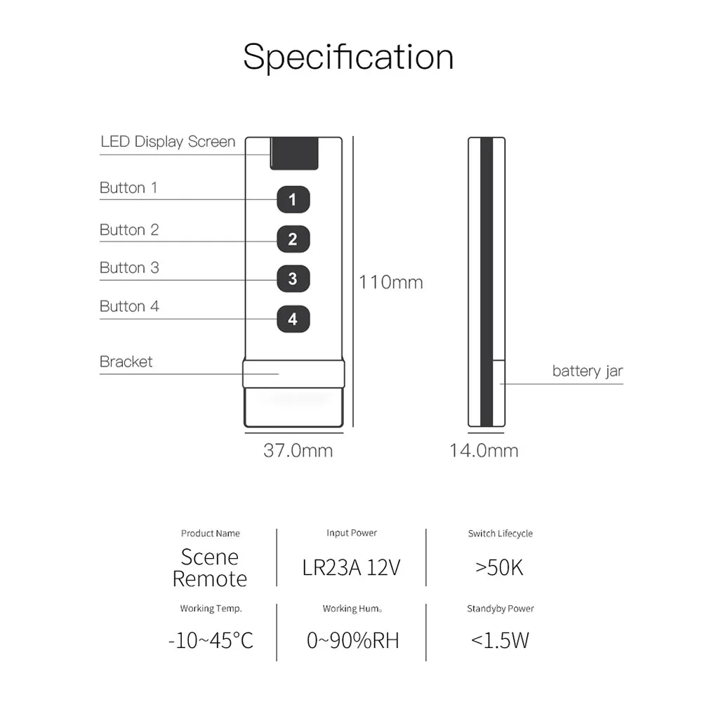 TUYA ZigBee smart house Wireless Scene Switch 4 Gang Remote Portable Tuya Zigbee Hub Required No limit to Control Devices