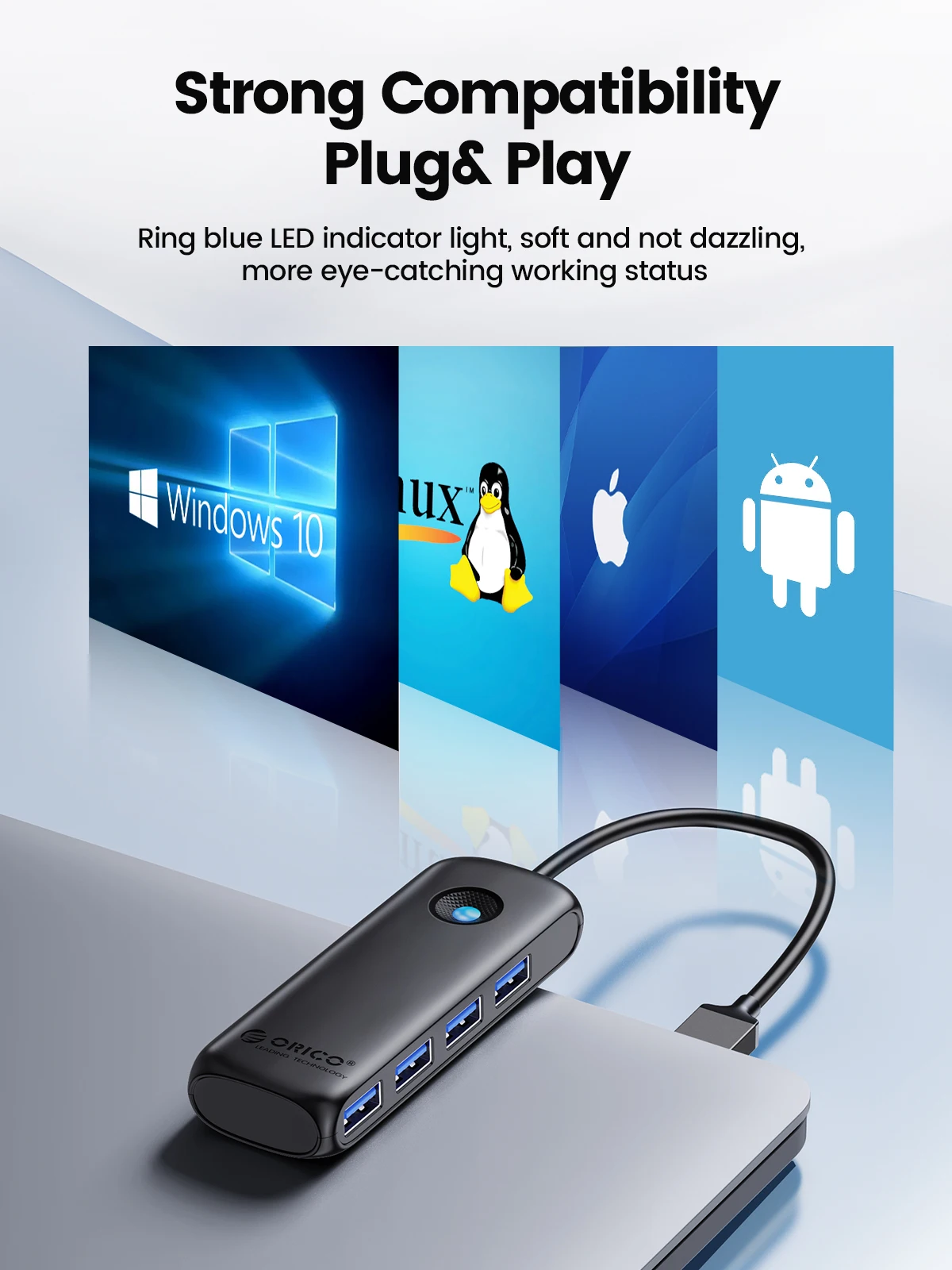 Orico Membro-multi-usb 3.0 Hub Multi-usb 2.0 Divisor Adaptador de Energia Portas Extensor Otg Acessórios de Computador - Imagem 4