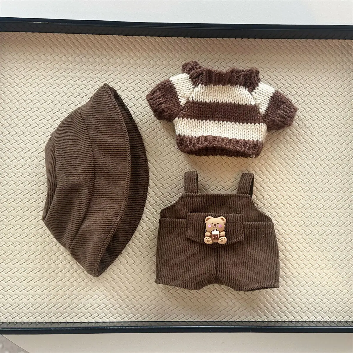 Ropa y accesorios para minimuñecos de peluche de 17 cm para Kpop coreano Exo Labubu Idol, ropa a rayas, ojos, zapatos, traje, regalo