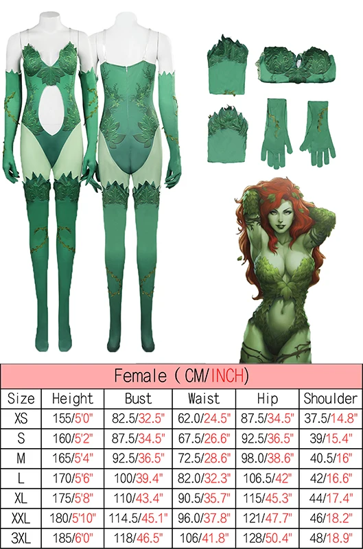 thumbnail image 1 of Disfraz de Cosplay de Anime Poison Cos Ivy, traje de fantasía, mono, guantes, traje de carnaval de Halloween, accesorios para niñas adultas, juego de rol, 1 of 5
