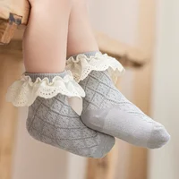 Lovely Baby Girls Leg Ruffled Long Socks Cotton Cute Socks Kid Spring Autumn Clothing with Lacework Unisex Toddlers Cotton Socks 4