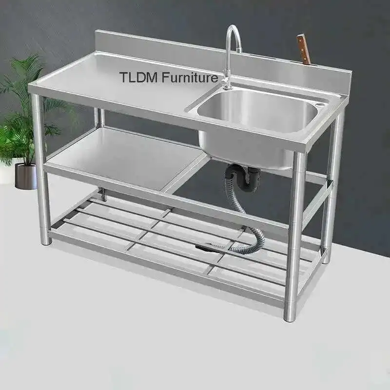 304 สแตนเลสพร้อมขายึดแบบบูรณาการอ่างล้างจานอ่างล้างหน้า Creative สามชั้นอ่างล้างจาน Modern Home KITCHEN อุปกรณ์เสริม 1