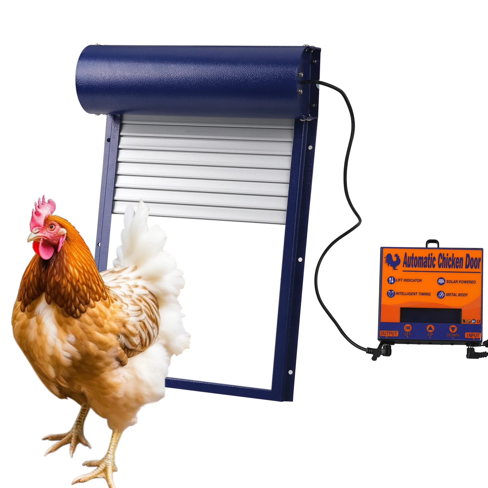 AutomaticChickenCoopDoorSolarPowerdMetalRollingCurtainChickenHouseDoorwithTimerfor
