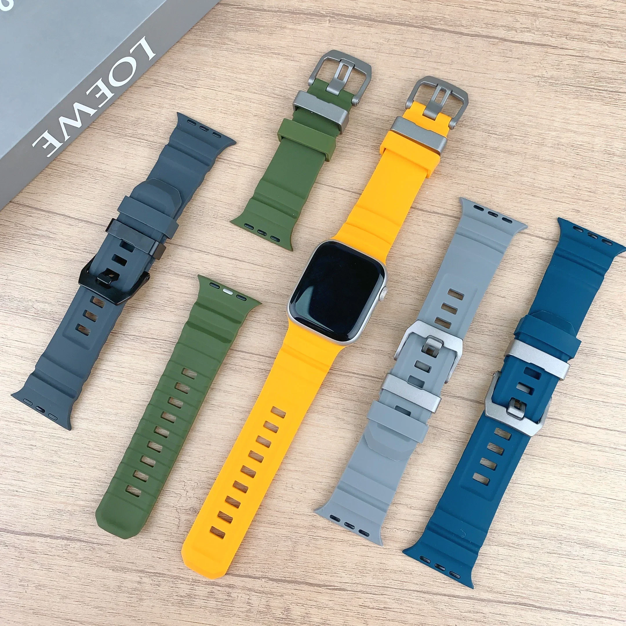 Sport Silicone and Titanium Metal Bracelet Strap