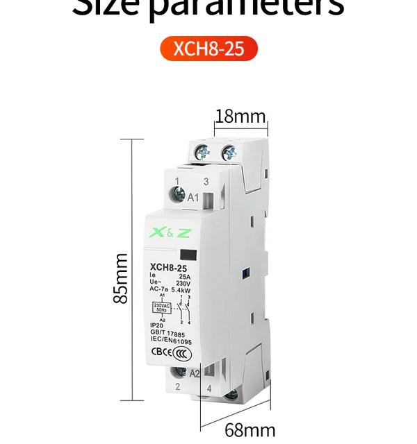 2P 25A 220V/230V 2NO 50/60HZ Din Rail Household AC Contactor contacteur  modulaire - AliExpress