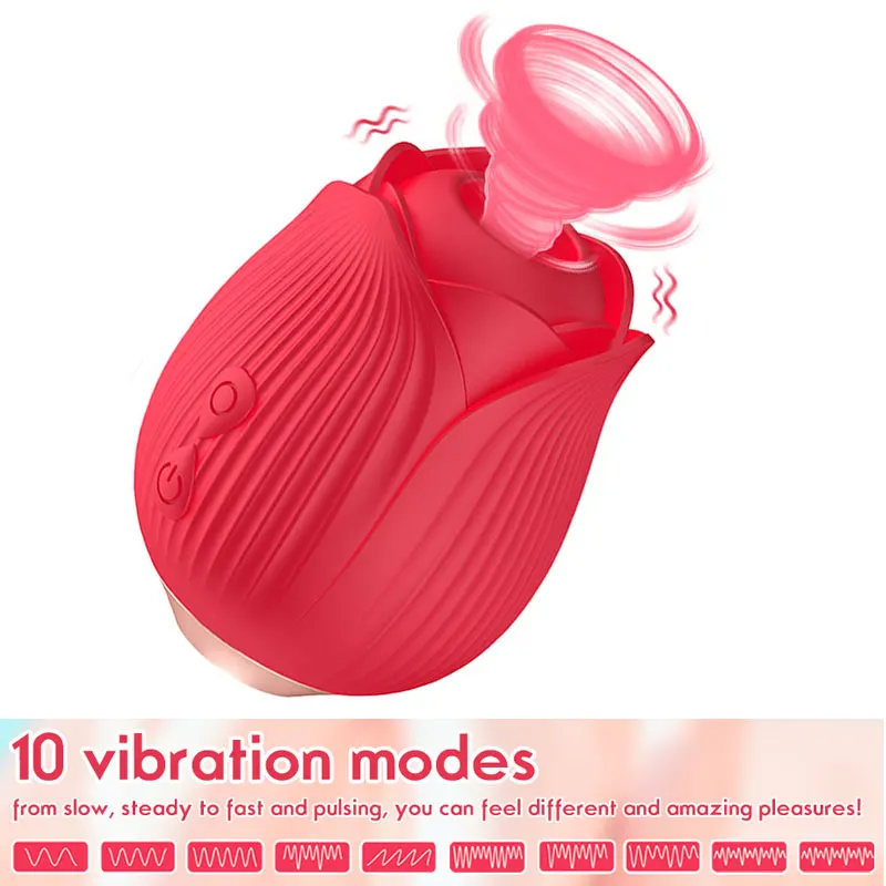 Rose Shape Vaginal Sucking Vibrators Erotic Nipple Sucker Oral Sucker 6 Frequency Sucking 6 Licking Clitoris Vibrator for Women female sex toys clit sucking vibrator clitoris vibrator vibrator sex toy rose sucking vibrator