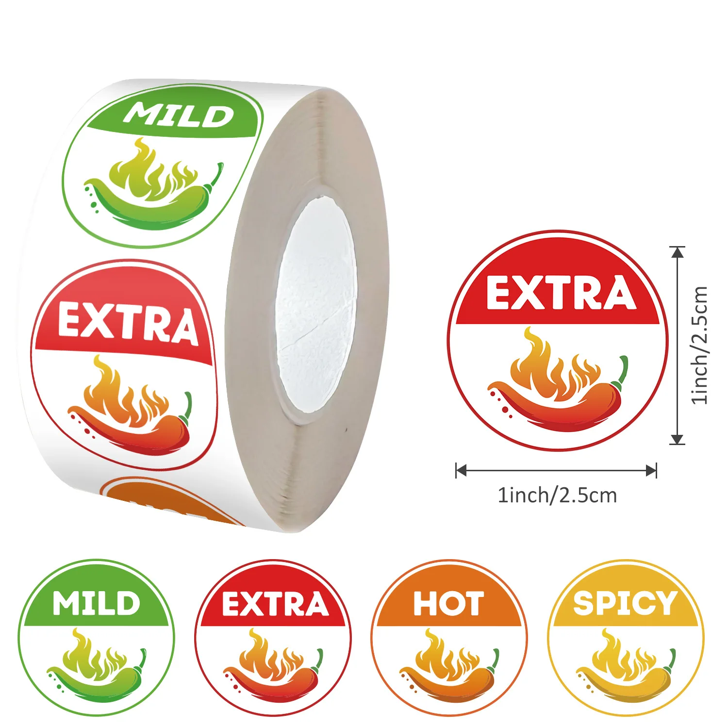 500pcs 4 Level Spicy Indicator Stickers Red Chili Pepper Labels 1inch ...