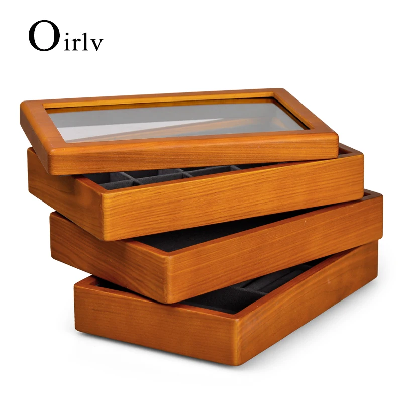 Oirlv Wooden Jewelry Box Organizer Stackable Ring Earrings Bracelet Watch Pendant Boxes Multifunctional Wood Jewelry Storage Box