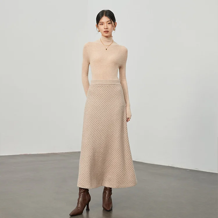 

Generous and unrestrained large swing wool knitted skirt for women in Spring and Autumn 2023 medium length A-line Skirt S2653