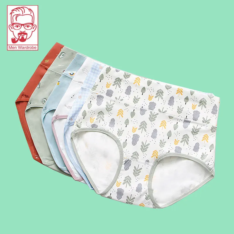 

Women's Briefs Cotton High-Waisted Panties Printed Women Panties Cotton hip-Lifting Briefs Breathable Comfortable Lady Panty