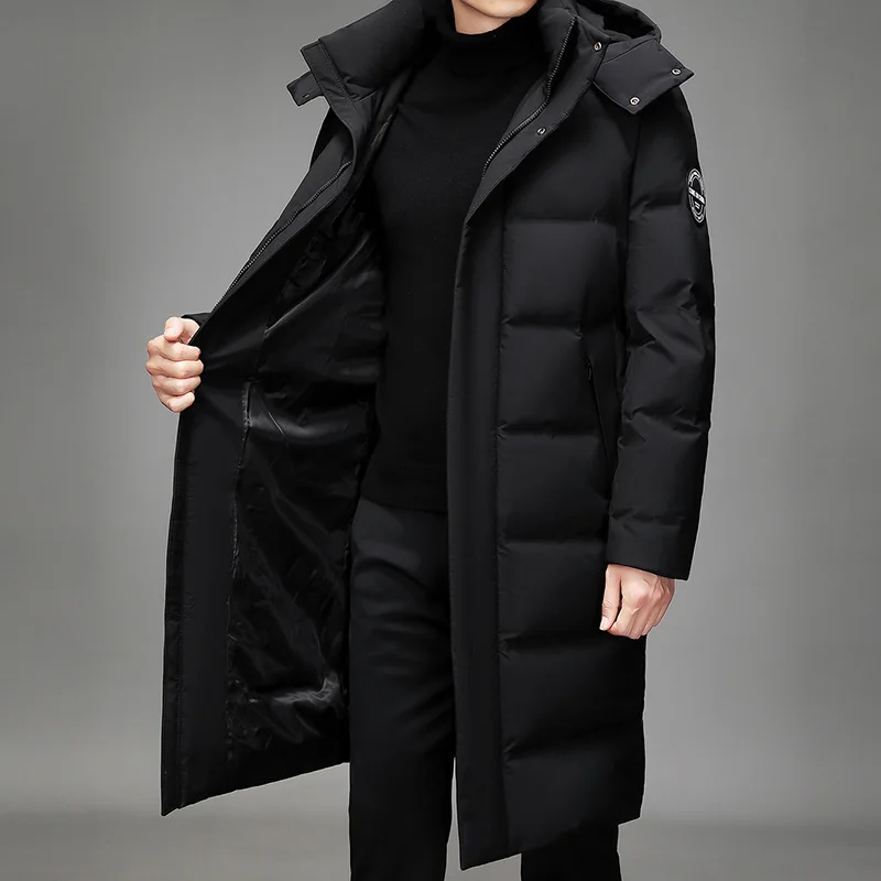 High Quality Fashion Winter Down Jacket Men Brand Warm Thick White Coat Men Hooded Long Parkas White Duck Down Coats Male Jacket