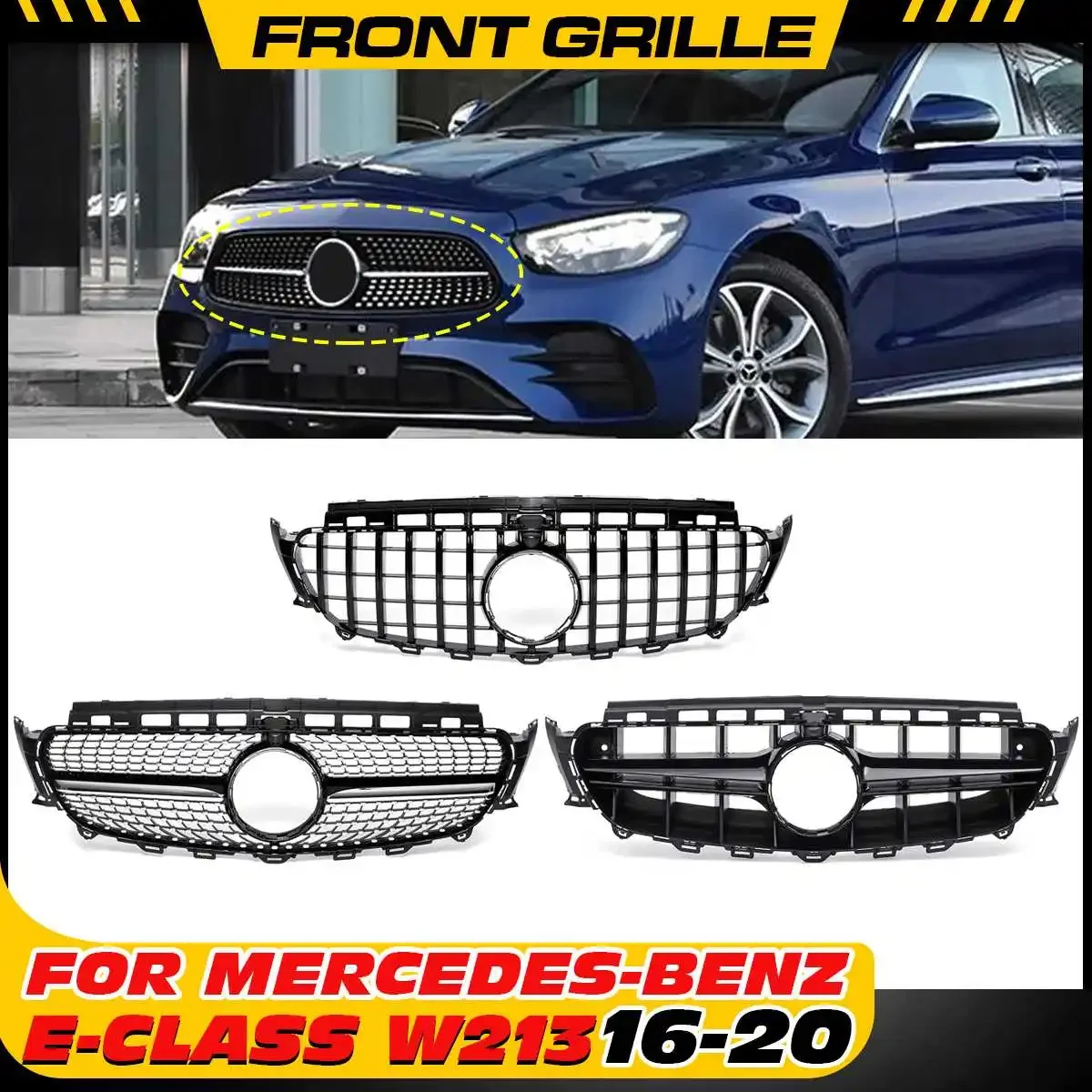 

W213 автомобильный передний верхний гриль решетка для Mercedes для Benz W213 E200 E300 E400 E43 AMG 2016-2018 гоночный радиатор решетка комплект