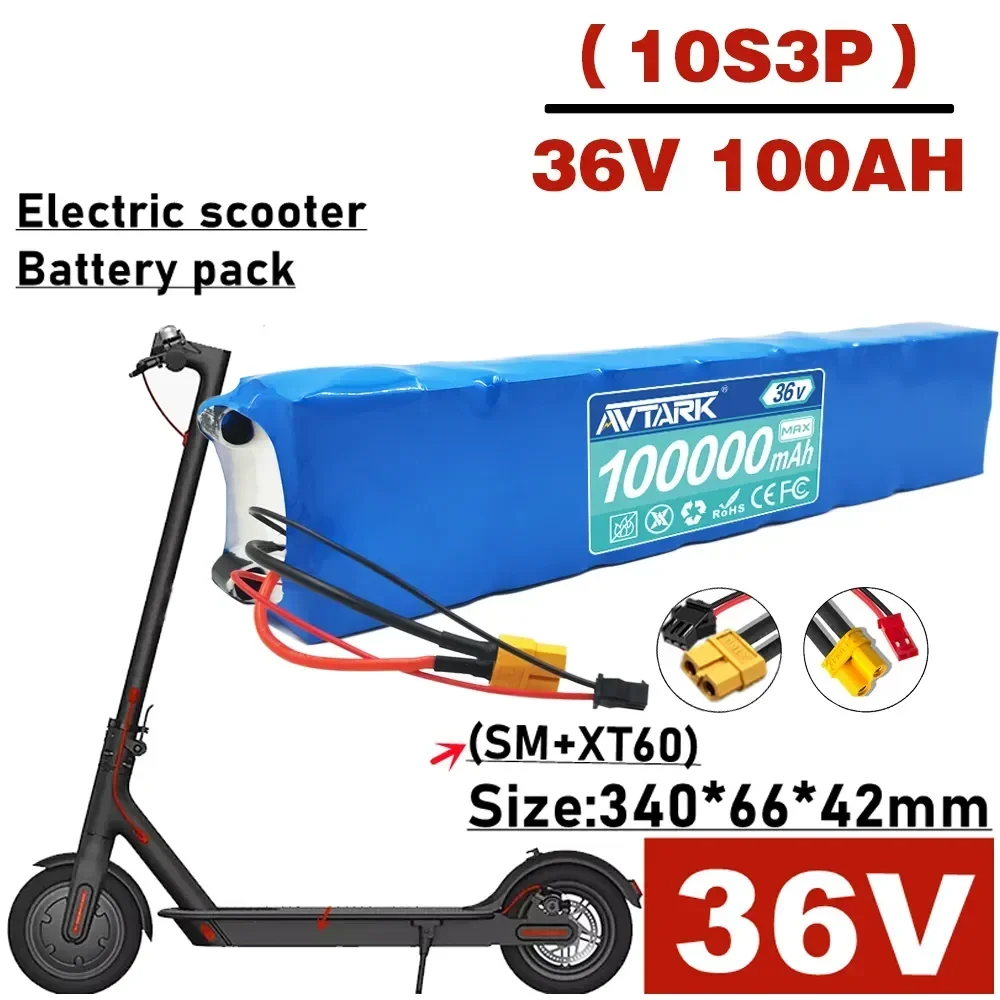 

36V 10S3P 100000MAH 18650 Lithium Battery 250W-500W 42V 36ah Suitable for Electric Scooters Customizable Plug