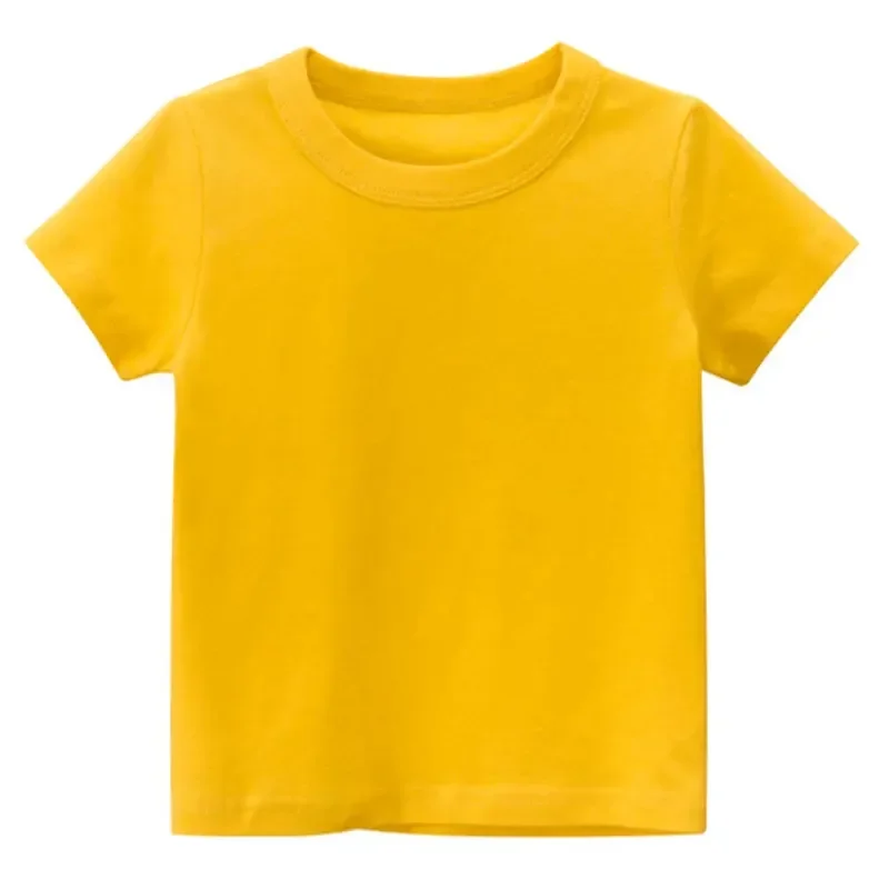 Kids Short Sleeve T Shirt Plain T Shirt Tops Child Boys Girls Baby Toddler Solid Blank Cotton Clothes White Black Children Summer Tees 1-8 Years